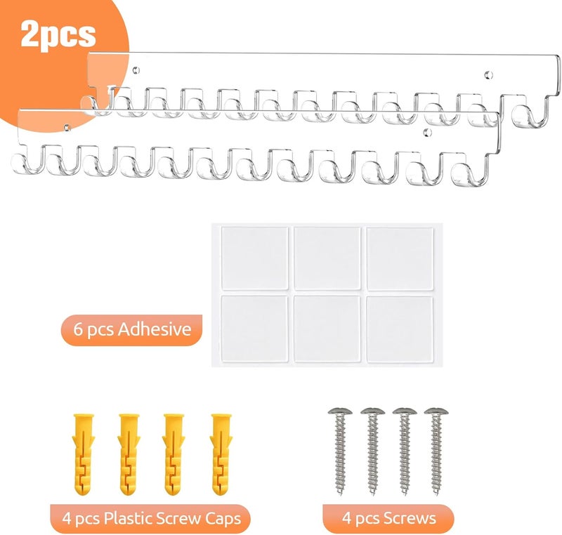 Mecnmsa 2 Pack Necklace Holder - Hanging Jewelry Organizer, Self-Adhesive, Wall Mount (Clear) - Image 3